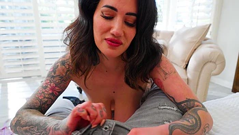 Busty brunette deepthroats and gets fucked hard