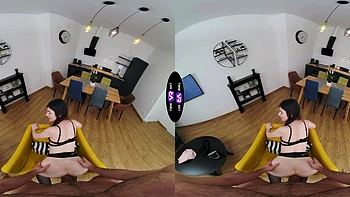 Brunette teen Luna Lynx rides huge cock in VR