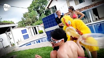 Step-sis gangbang outdoor public touching