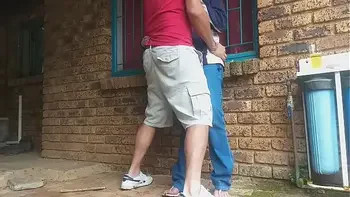 Came home from mcdonalds,we were so horny couldnt wait to fuck,so fucked in the front yard and ended up eating her massive creampie