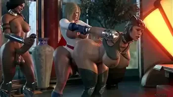 Cat woman handles two big dicks