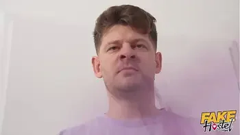 Fake Hostel - Micro Penis guy grows 8 inches with Dick Growing Spray and gets into a threesome with horny Australian blonde babe and Euro brunette girl with plump ass and pumps them with his new big dick