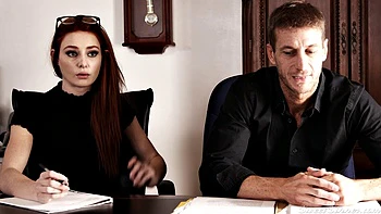 Redhead in Glasses Gets Fucked in Office