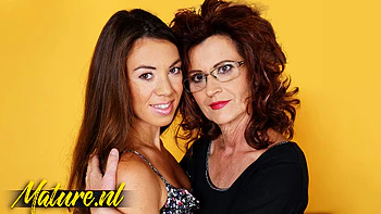 Beautiful Granny Mayna May Seduces Hot Babe Tiffany Doll