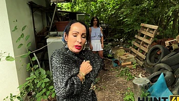 Denis and Lola fuck hard outside, cowgirl and blowjob in clothes