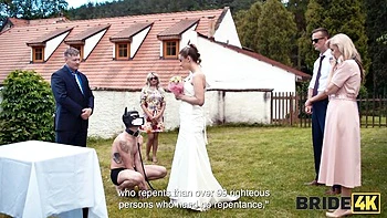 Masked bride Andrea gets fucked hard outdoors