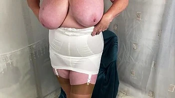 Big Natural Tits Stepaunty Sandra Strips in Lingerie & Stockings