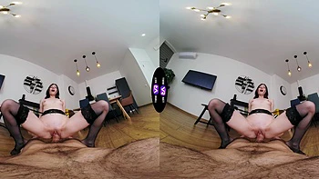 Brunette teen Luna Lynx rides big cock in VR