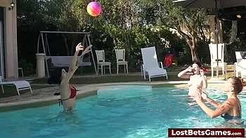 Lesbian Teens Play Strip Volleyball Game on Beach - 18yo Babes Get Naked After Losing Bet