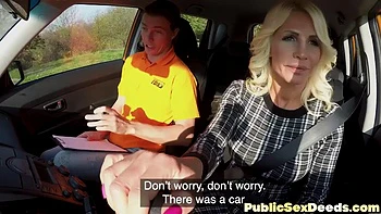 Hot Milf with Big Tits Sucks Huge Cock Outdoors