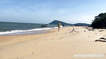 Sakura Hell Pisses Hard on Beach