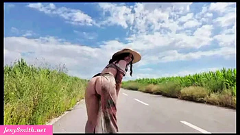 Hot MILF Jeny Smith Flashing Pussy & Tits Outdoors