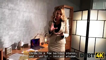 Curvy Blonde Boss Karina Fucks Debt Collector Hard