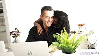 Horny ebony fiancée with huge tits fucked hard