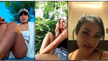 Asian babe flashes and strips naked in car