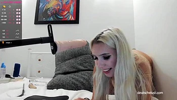 German Blonde Masturbates Hardcore with Fuck Machine