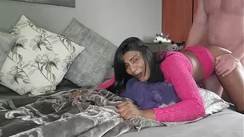 Wearing a sexy outfit just to get my dark tiny ass fucked in standing doggy style by big white dick | 1st time painful anal