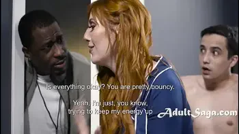 Tall teacher cheats on her black husband with a young scrawny student