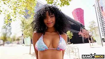 Colombian Barbie Fucked Publicly in Interracial Threesome