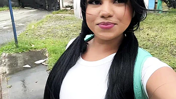 Big Booty Latina Fucks Stranger Outside, Creampie & Squirts