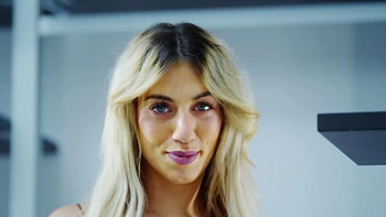 Blondes Tommy Cabrio and Megane Lopez share sensual lingerie blowjob