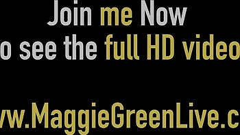 Busty Maggie Green Strips and Licks Huge Tits