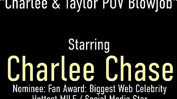 Charlee Chase's POV blowjob and handjob threesome