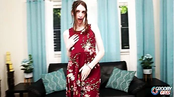 Exquisite transgirl Allison jerks off solo cumshot