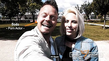 Amy Douxxx and Petite Blonde Take Big Cock POV in Germany