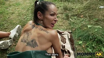 Hot Italian MILF Valentina Sierra fucks young dude outside