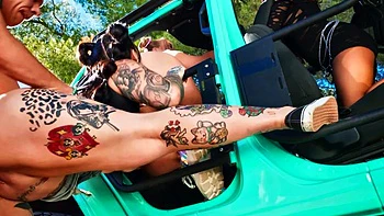 Interracial Party Ride: Big Tits Dildo Fuck with Facial