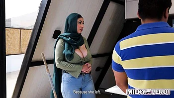 Muslim Hijab Babe Gets Rough Threesome