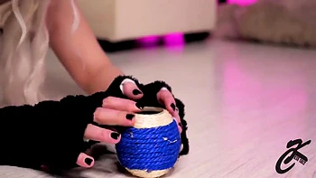 Horny Blonde Neko Squirts Anal Solo with Toys