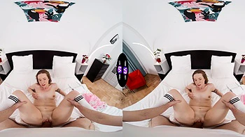 Hot teen Alice Klay rides doggy in POV