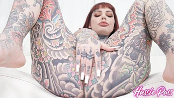 Tattooed ebony milf fucked hard with big cock and facials