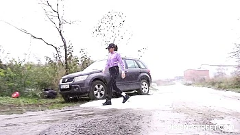 Brunette Mini Mitzi X pissing wild outdoors