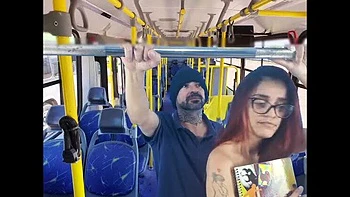 Brunette with Glasses Gets Anal Fuck and Creamy Ass on Public Transport