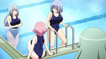 Poolside anal party with big tits blowjob and creampie