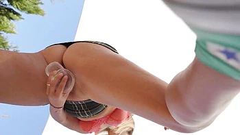 Blonde Amateur Couple Fucked Outdoors with Toys