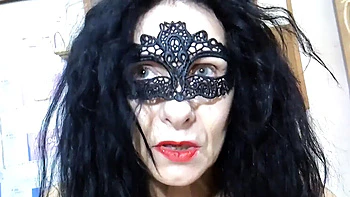 Italian amateur chick shoves black dildo, dirty talk solo