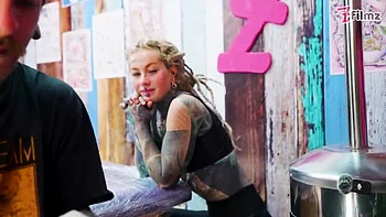 Tattooed Fourplay: Merry’s Anal Ride with Double Blowjob & Facial