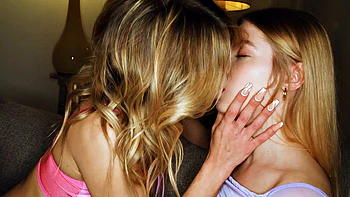 Ash-Blonde & Brunette Lesbians Pleasuring Each Other