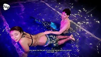 Sara Blonde sucks cock outdoors by the pool