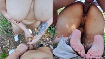 Latina with Big Ass Fucks Stranger Outdoors Doggy with Cock Sleeve