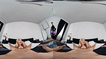 Blonde Jessie Ames rides big cock cowgirl style