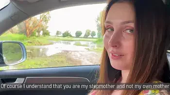 Stepmother: - Fuck me please! gave herself to her stepson right in the car after a quarrel with her husband.
