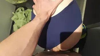 Risky sex in swimming pool changing room.