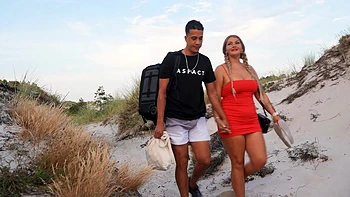 Fat girl fucks boyfriend hard on the beach