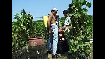 Granny Boss Fucks Boys in Outdoor Farm Gangbang