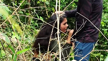 Desi Teen Sucks Cock Deep in Jungle